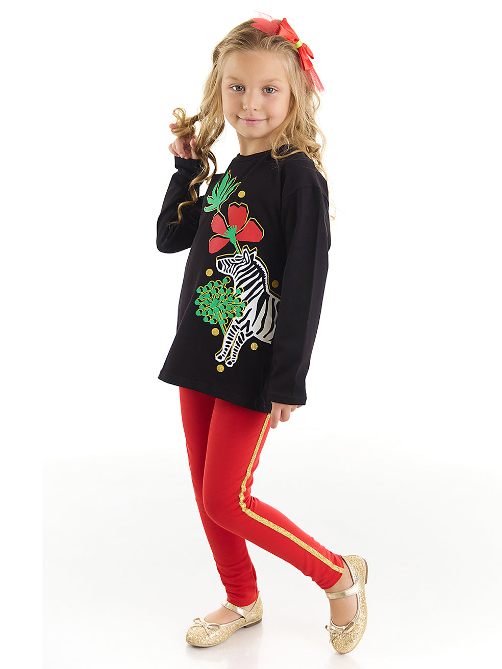 <tc>Ensemble t-shirt et leggings pour fille avec motif de zèbre fleuri4o mini</tc>