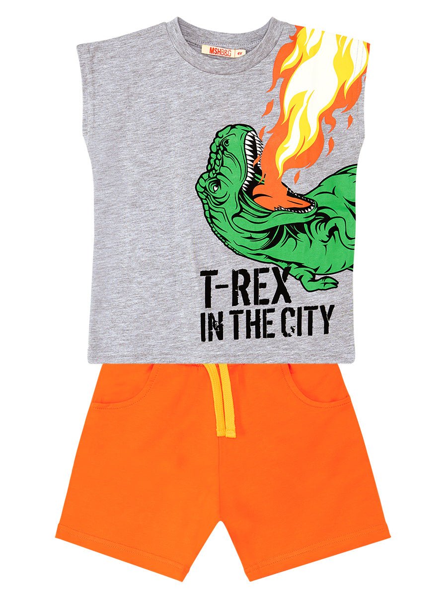 t - rex alev erkek çocuk t-shirt şort takim - Justyol