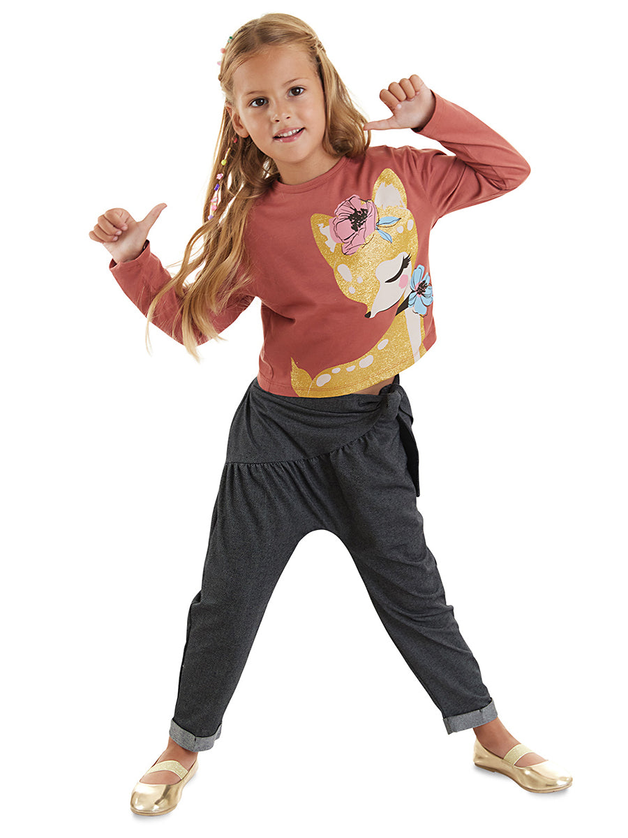 <tc>Ensemble t-shirt et pantalon pour fille avec motif de gazelle4o mini</tc>