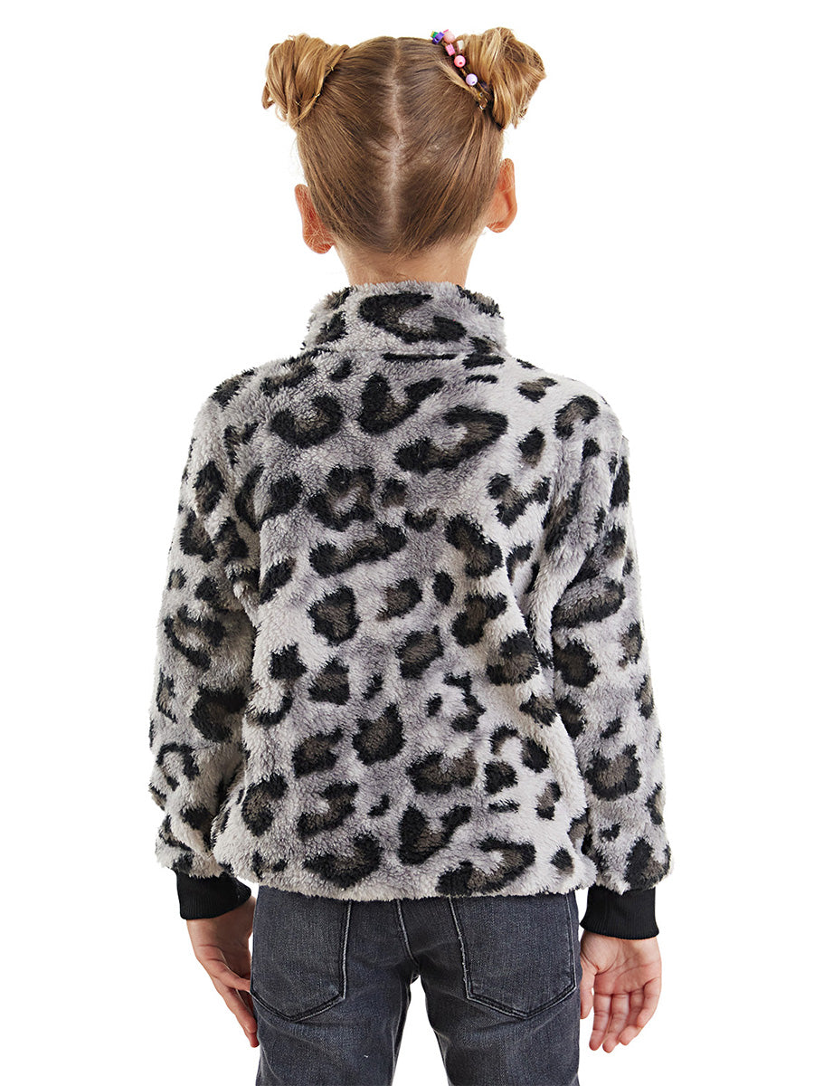 <tc>Sweatshirt en peluche pour fille avec motif léopard</tc>