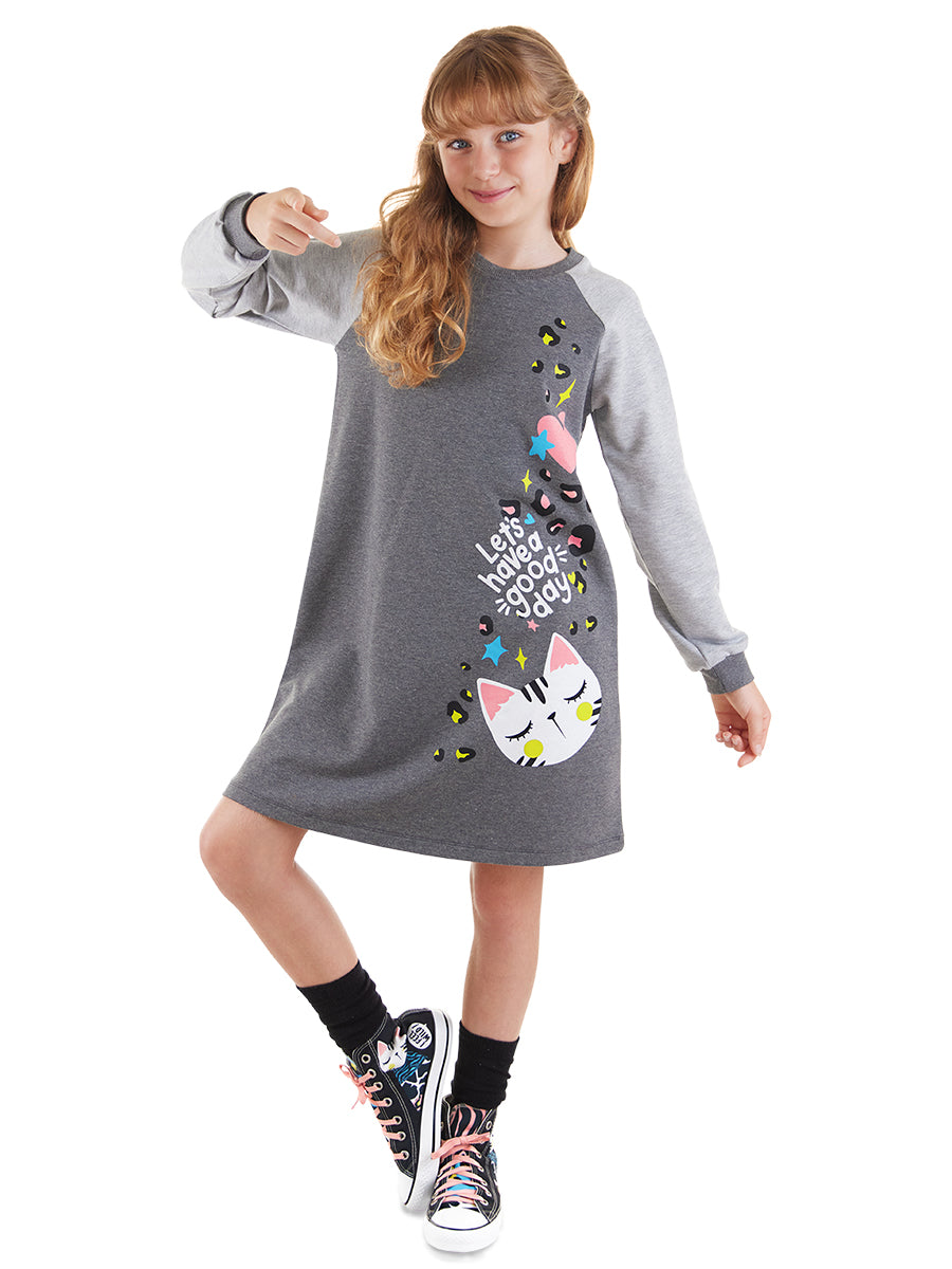 <tc>Robe pour fille avec motif de chat sauvage</tc>