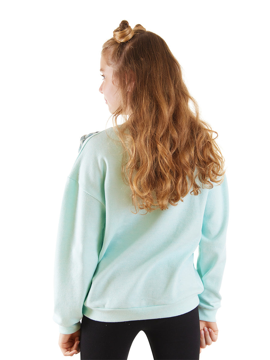 <tc>Sweatshirt pour fille à fleurs en menthe</tc>