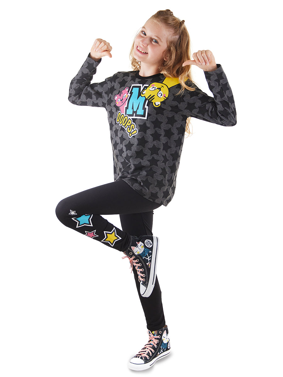 <tc>Ensemble t-shirt et legging pour fille avec étoiles</tc>