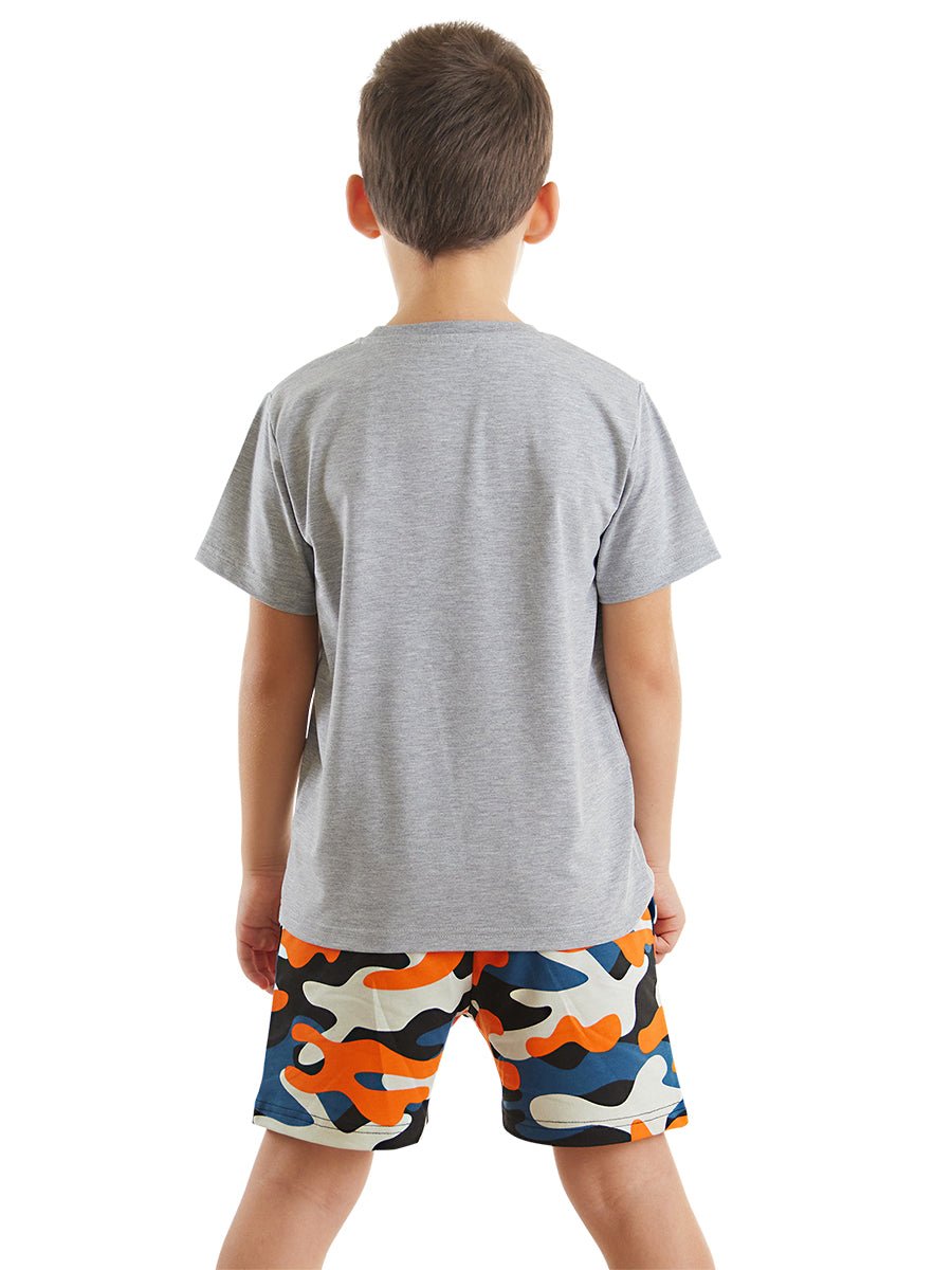 uçak erkek çocuk t-shirt kamuflaj şort takim - Justyol