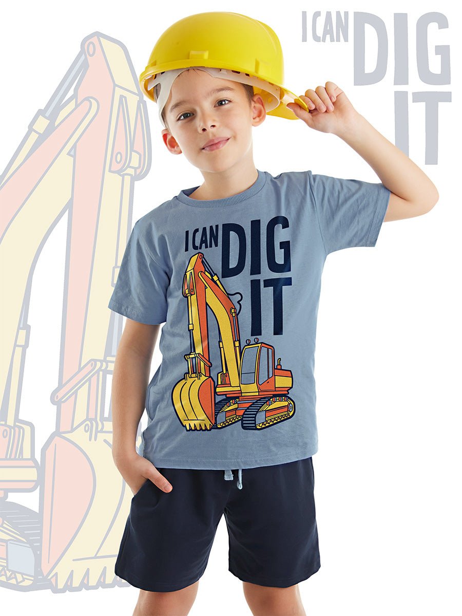 kepçe işte erkek çocuk t-shirt şort takim - Justyol