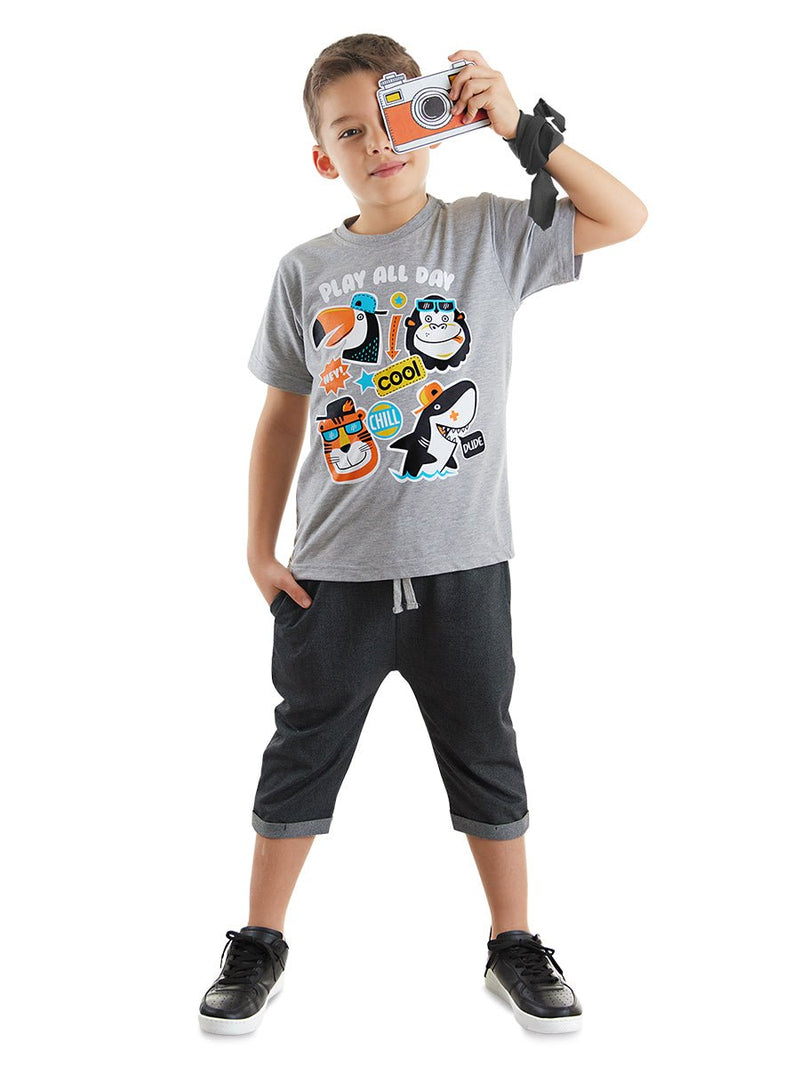 Ensemble T-Shirt et Short Kapri pour Garçon "Cool Animals"