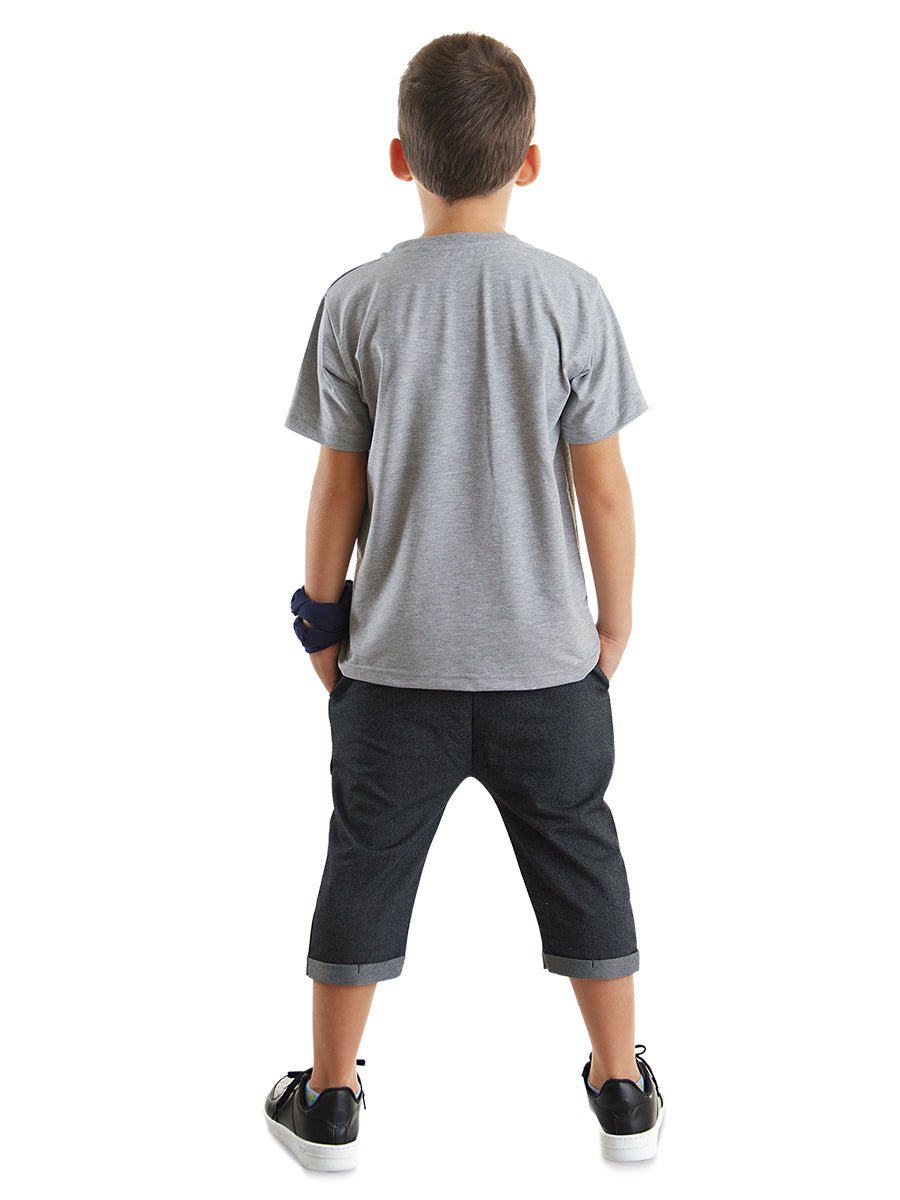 cool animals erkek çocuk t-shirt kapri şort takim - Justyol