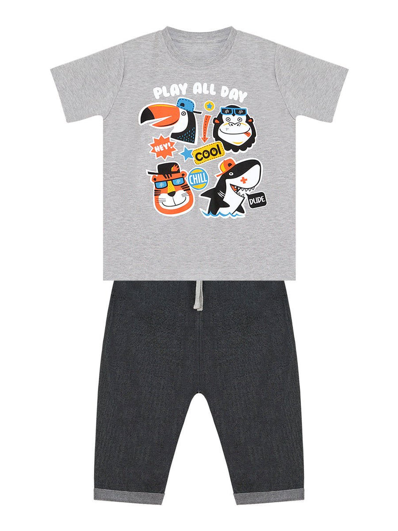 Ensemble T-Shirt et Short Kapri pour Garçon "Cool Animals"