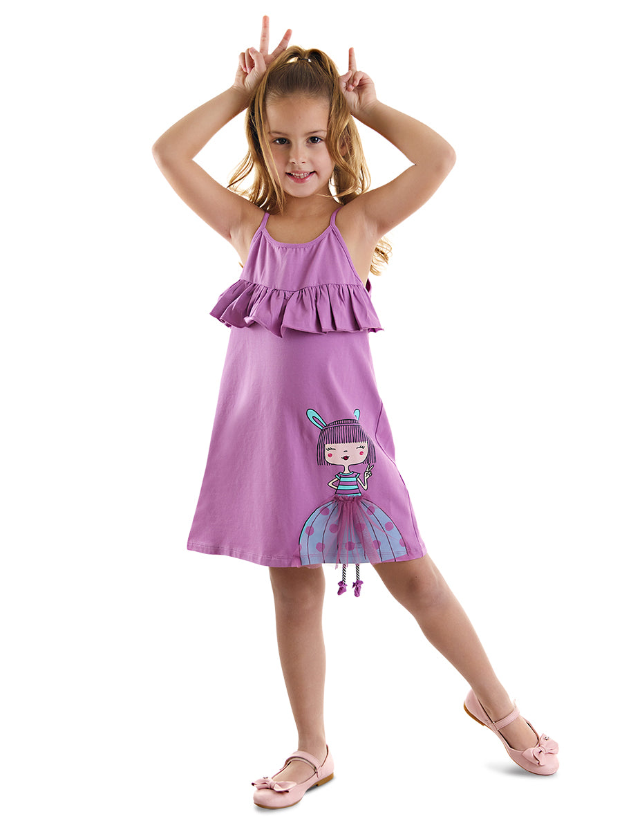 <tc>robe lilas pour fille avec volants</tc>