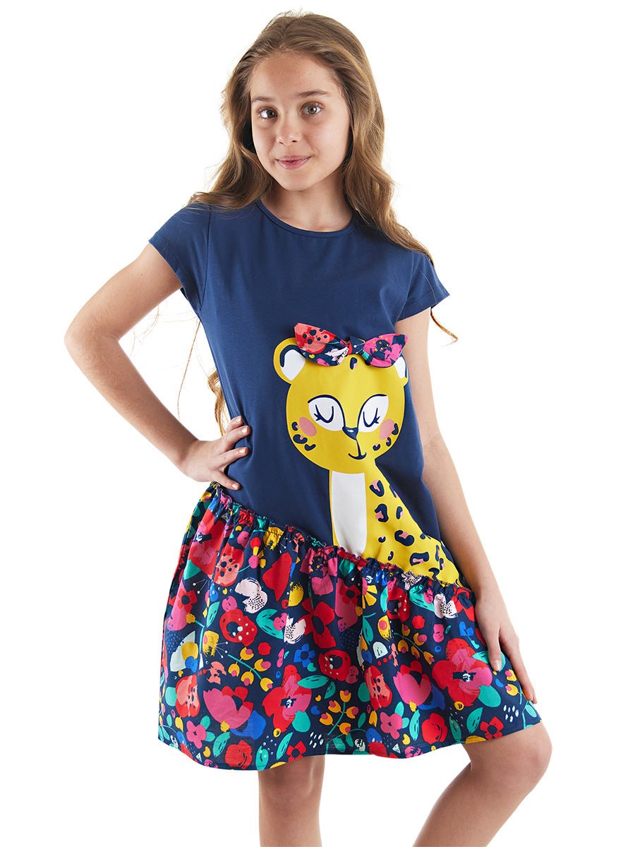 süslü leo kiz çocuk elbise - Justyol