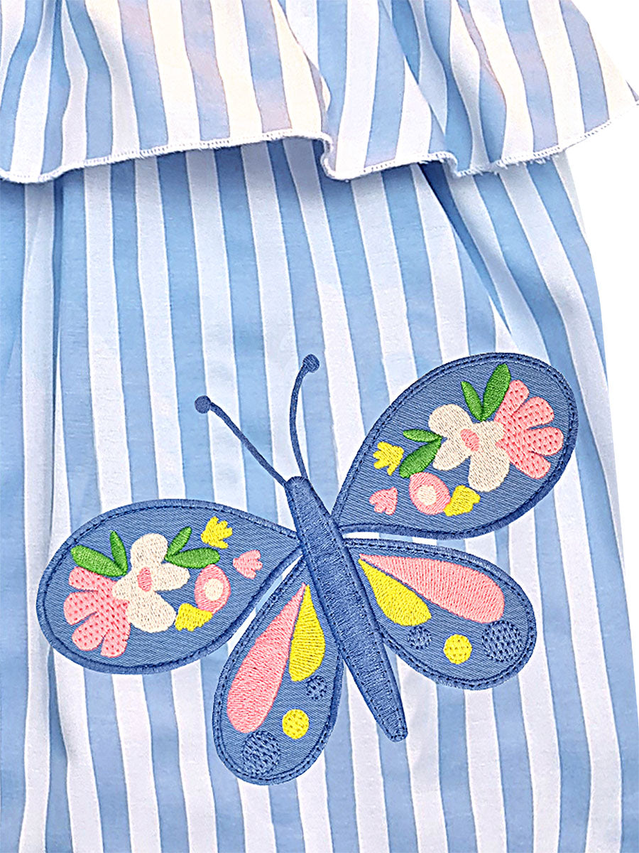 <tc>Robe pour fille à motifs de papillon rayés</tc>