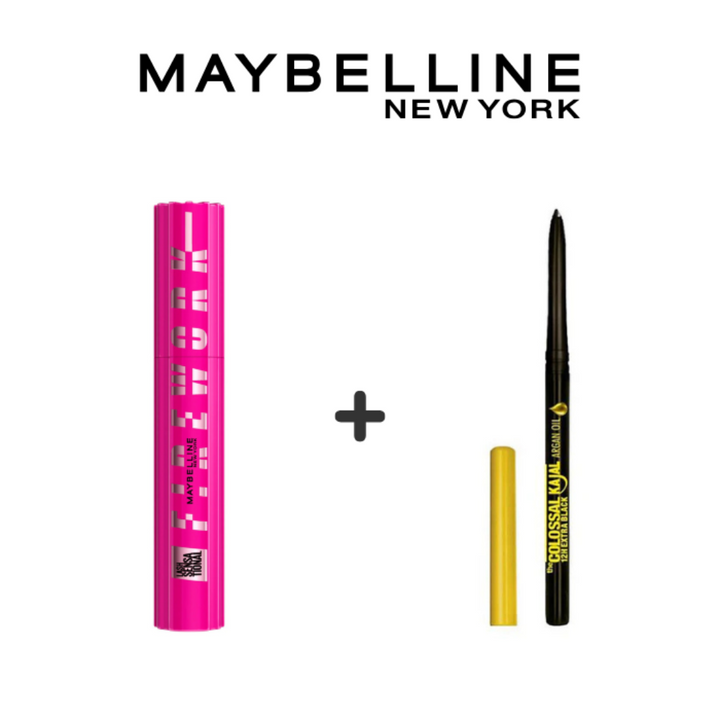 Maybelline Mascara Fire Works Noir 10ml + Crayon Kajal Argan Oil Pack