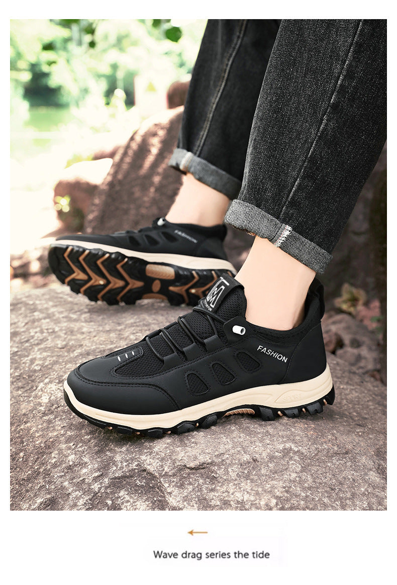 Men Soft Hiking Shoes Summer Breathable Mesh Sneakers Light Black Hike Footwear Walking Shoes Outdoor Shoes Climbing Shoe Male MU Group