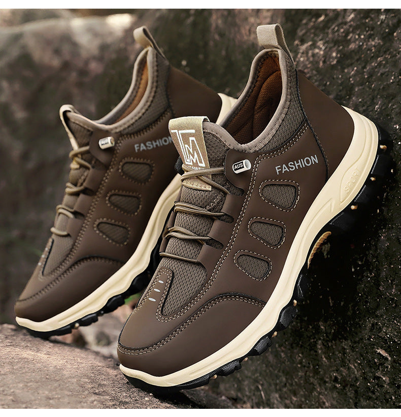 Men Soft Hiking Shoes Summer Breathable Mesh Sneakers Light Black Hike Footwear Walking Shoes Outdoor Shoes Climbing Shoe Male MU Group