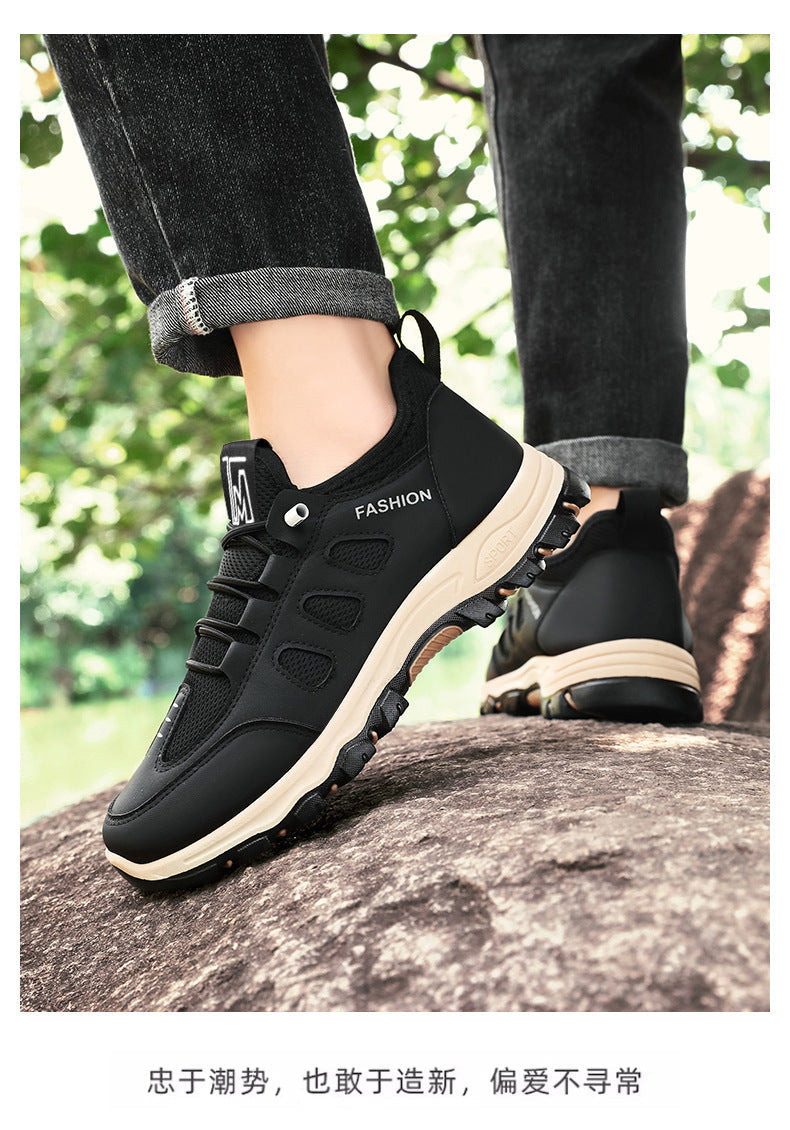 Men Soft Hiking Shoes Summer Breathable Mesh Sneakers Light Black Hike Footwear Walking Shoes Outdoor Shoes Climbing Shoe Male MU Group