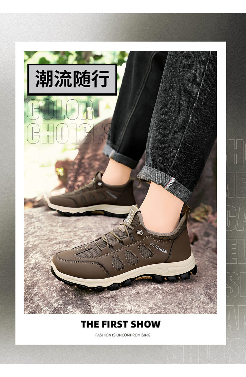 Men Soft Hiking Shoes Summer Breathable Mesh Sneakers Light Black Hike Footwear Walking Shoes Outdoor Shoes Climbing Shoe Male MU Group