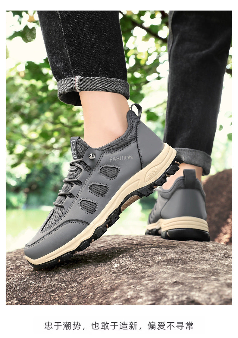 Men Soft Hiking Shoes Summer Breathable Mesh Sneakers Light Black Hike Footwear Walking Shoes Outdoor Shoes Climbing Shoe Male MU Group