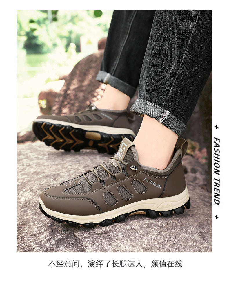 Men Soft Hiking Shoes Summer Breathable Mesh Sneakers Light Black Hike Footwear Walking Shoes Outdoor Shoes Climbing Shoe Male MU Group