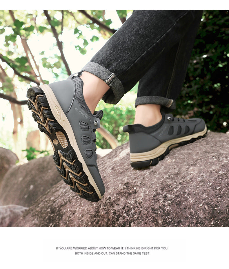 Men Soft Hiking Shoes Summer Breathable Mesh Sneakers Light Black Hike Footwear Walking Shoes Outdoor Shoes Climbing Shoe Male MU Group