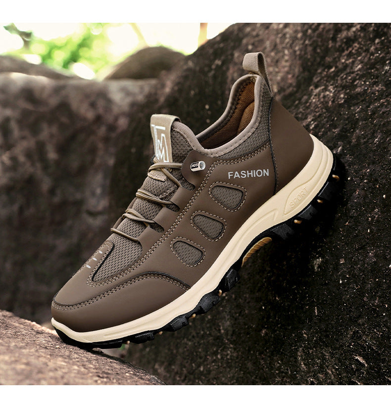 Men Soft Hiking Shoes Summer Breathable Mesh Sneakers Light Black Hike Footwear Walking Shoes Outdoor Shoes Climbing Shoe Male MU Group