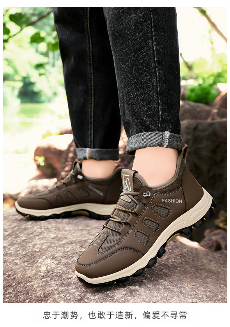 Men Soft Hiking Shoes Summer Breathable Mesh Sneakers Light Black Hike Footwear Walking Shoes Outdoor Shoes Climbing Shoe Male MU Group