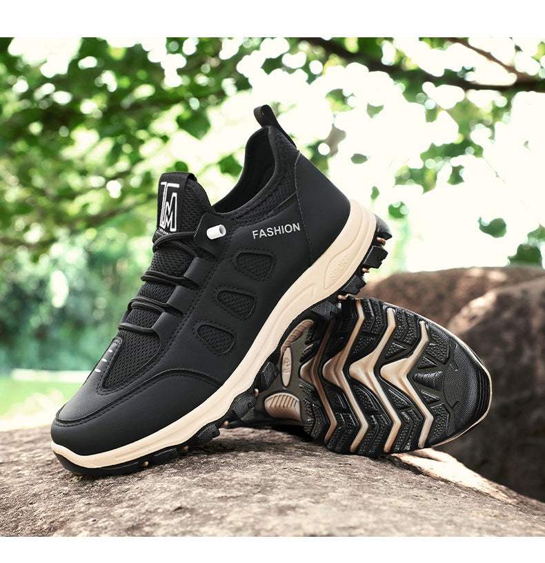 Men Soft Hiking Shoes Summer Breathable Mesh Sneakers Light Black Hike Footwear Walking Shoes Outdoor Shoes Climbing Shoe Male MU Group
