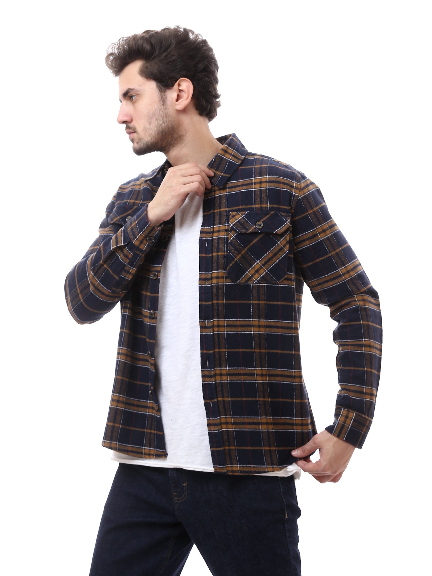 Chemise pour homme à carreaux à manches longues avec poches poitrine - OSH23ACCR19785TM1