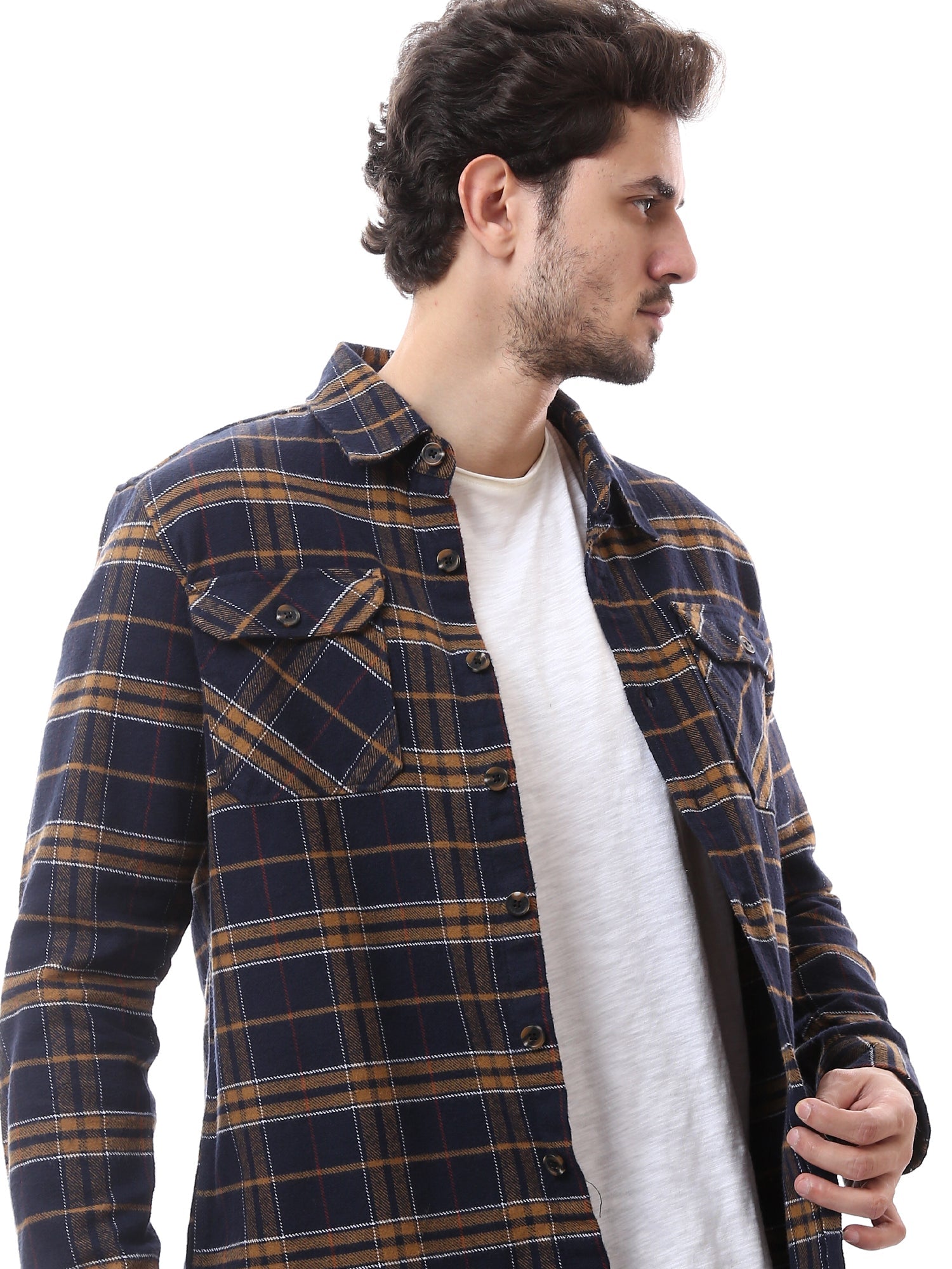 Chemise homme à carreaux à manches longues avec poches poitrine - OSH23ACCR19785TM1