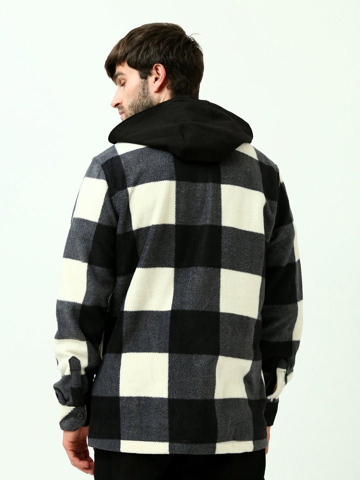 Veste homme à carreaux noire et blanche avec capuche - OSH23ACCR19804TM1