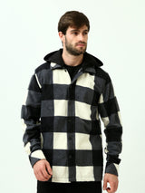 Veste homme décorée de carreaux - Noir et blanc avec capuche - OSH23ACCR19804TM1