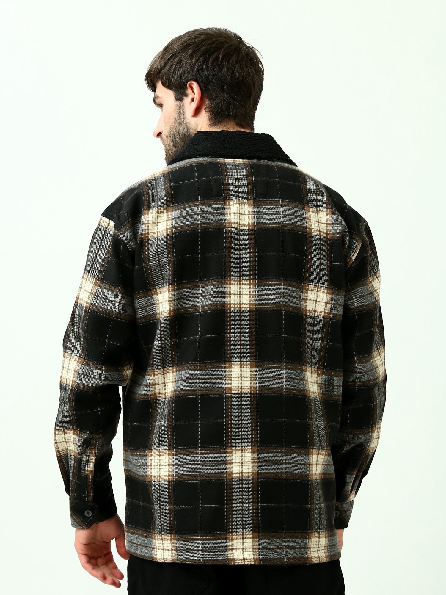 Veste Chemise Homme à Carreaux Zippée avec Col Doublé – OSH23ACCR19844TM1