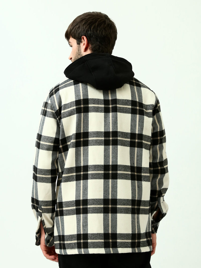Chemise Homme à Carreaux avec Capuche Intégrée - Moderne et Confortable - OSH23ACCR19846TM1