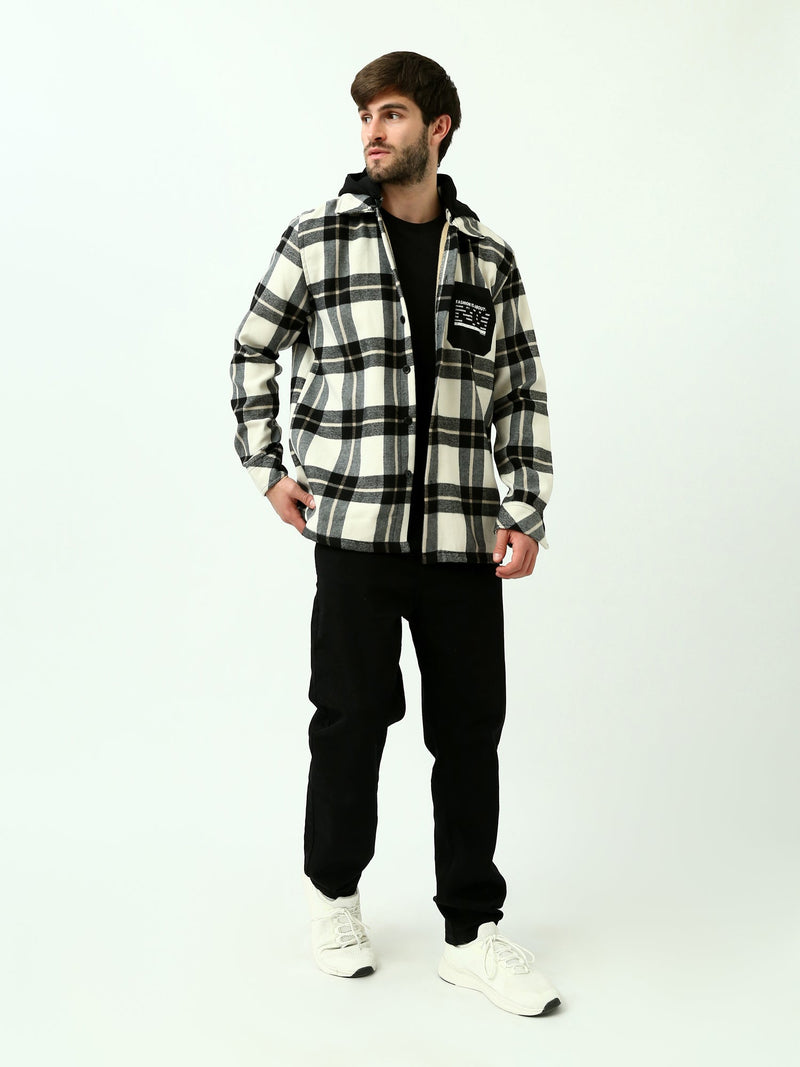 Chemise Homme à Carreaux avec Capuche Intégrée - Moderne et Confortable - OSH23ACCR19846TM1