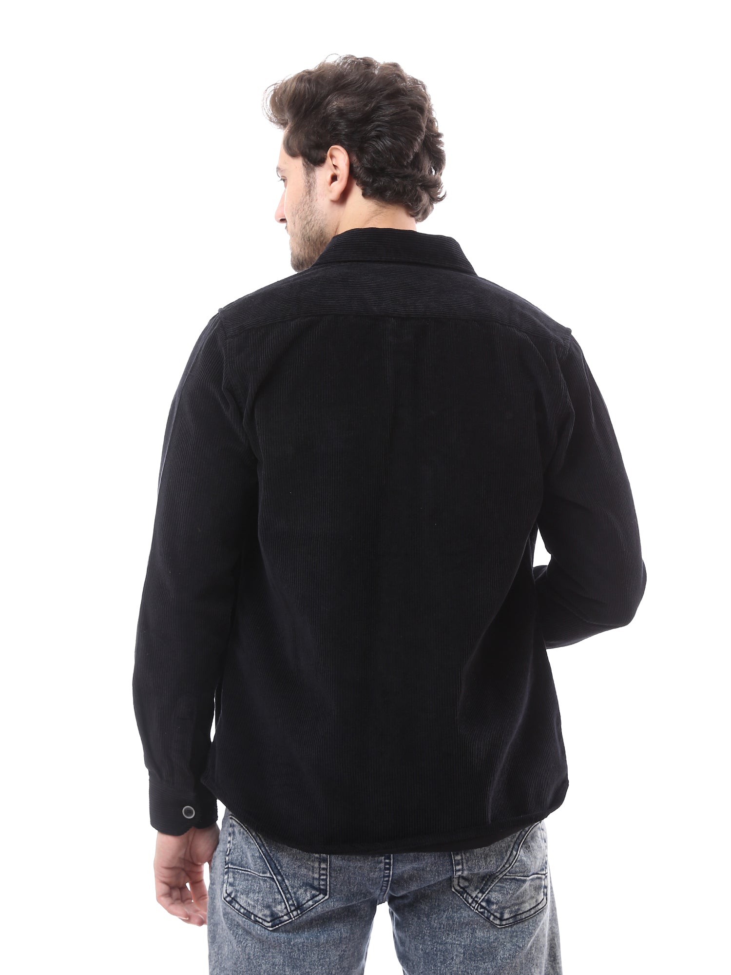 Chemise homme classique unie à texture côtelée, agrémentée de poches frontales – OSH23AEUR19778TM1