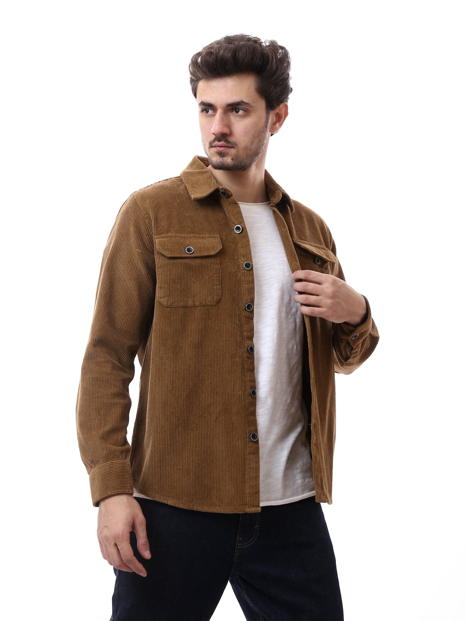 Chemise pour homme côtelée simple, classique, ornée de poches avant - OSH23AEUR19778TM1