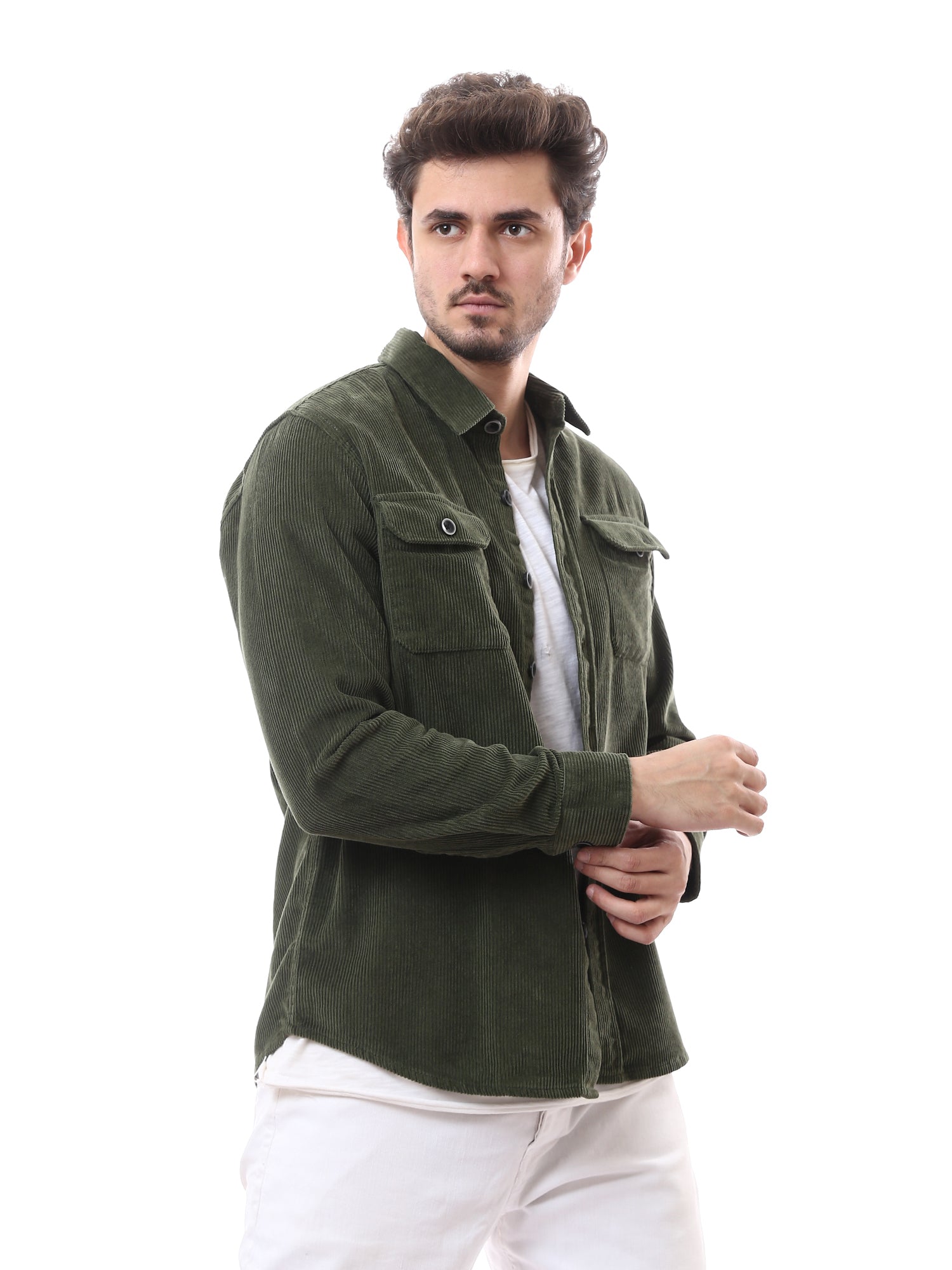 Chemise homme classique unie à texture côtelée, agrémentée de poches frontales – OSH23AEUR19778TM1