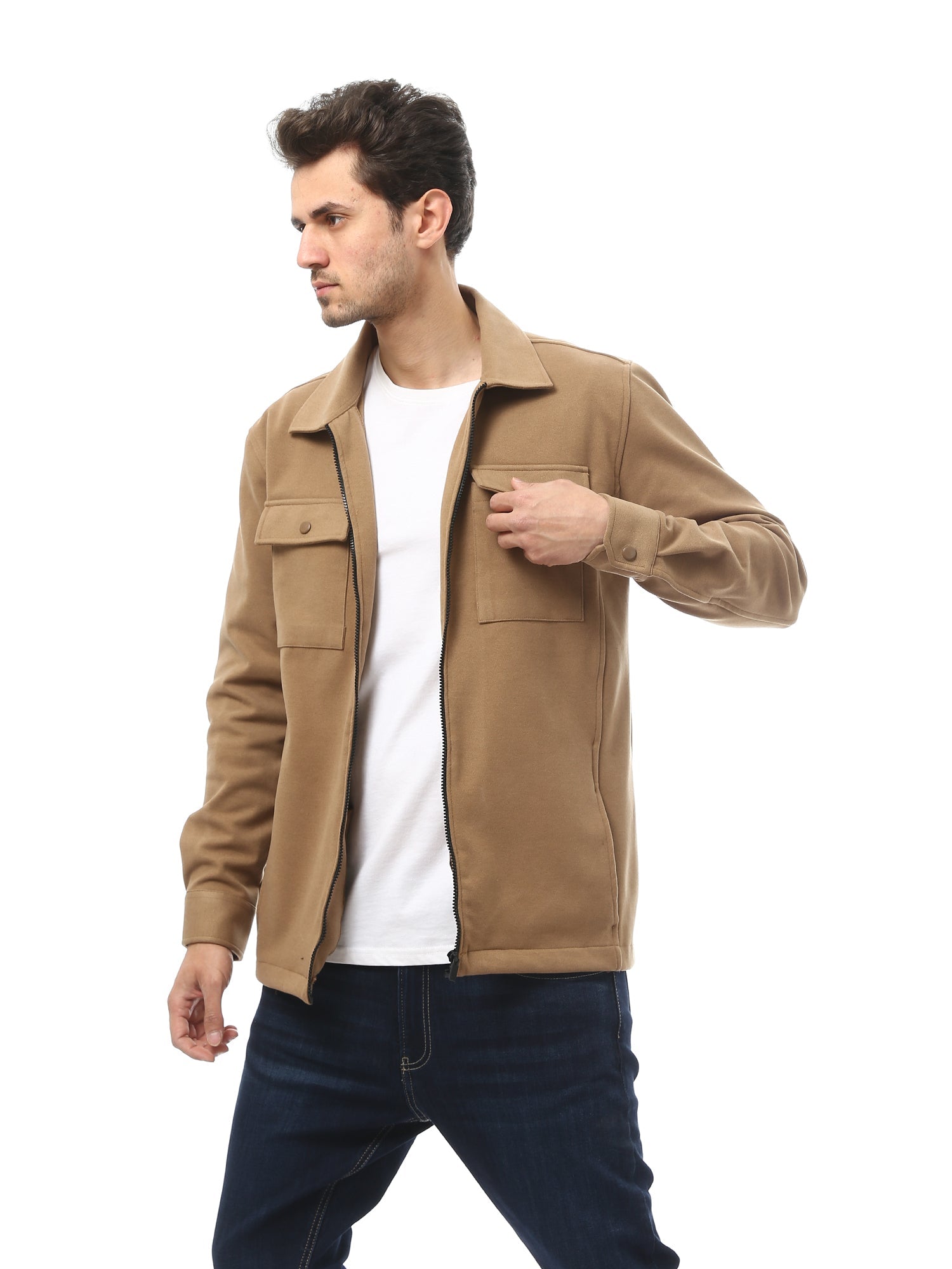 Veste pour homme décontractée à poches obliques à l’avant avec fermeture éclair. -  OSH23APCR19807TM1