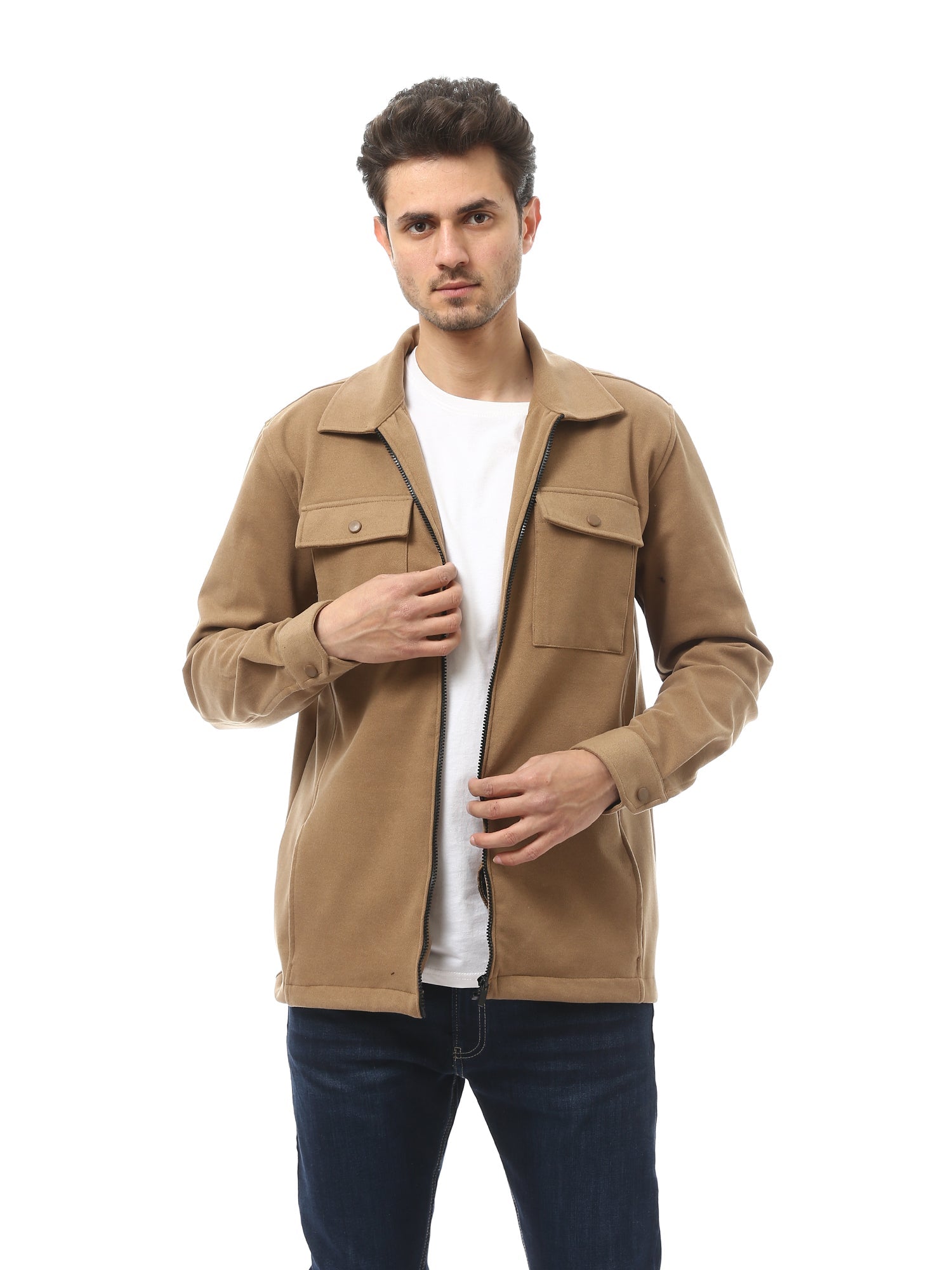 Veste pour homme décontractée à poches obliques à l’avant avec fermeture éclair. -  OSH23APCR19807TM1