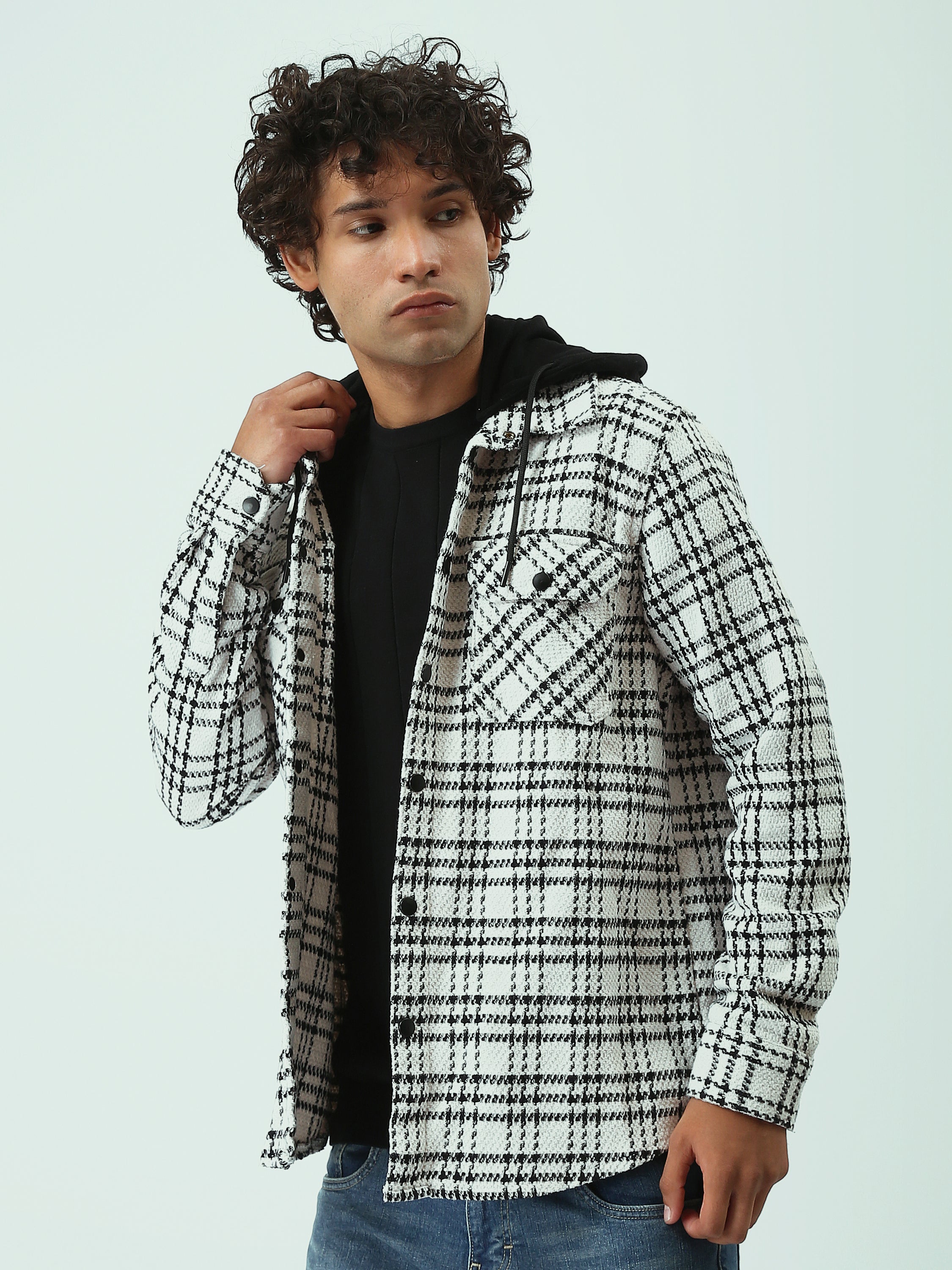Veste à Carreaux Homme avec Capuche - Style Décontracté et Confortable - OSH25WCCD19105TM1