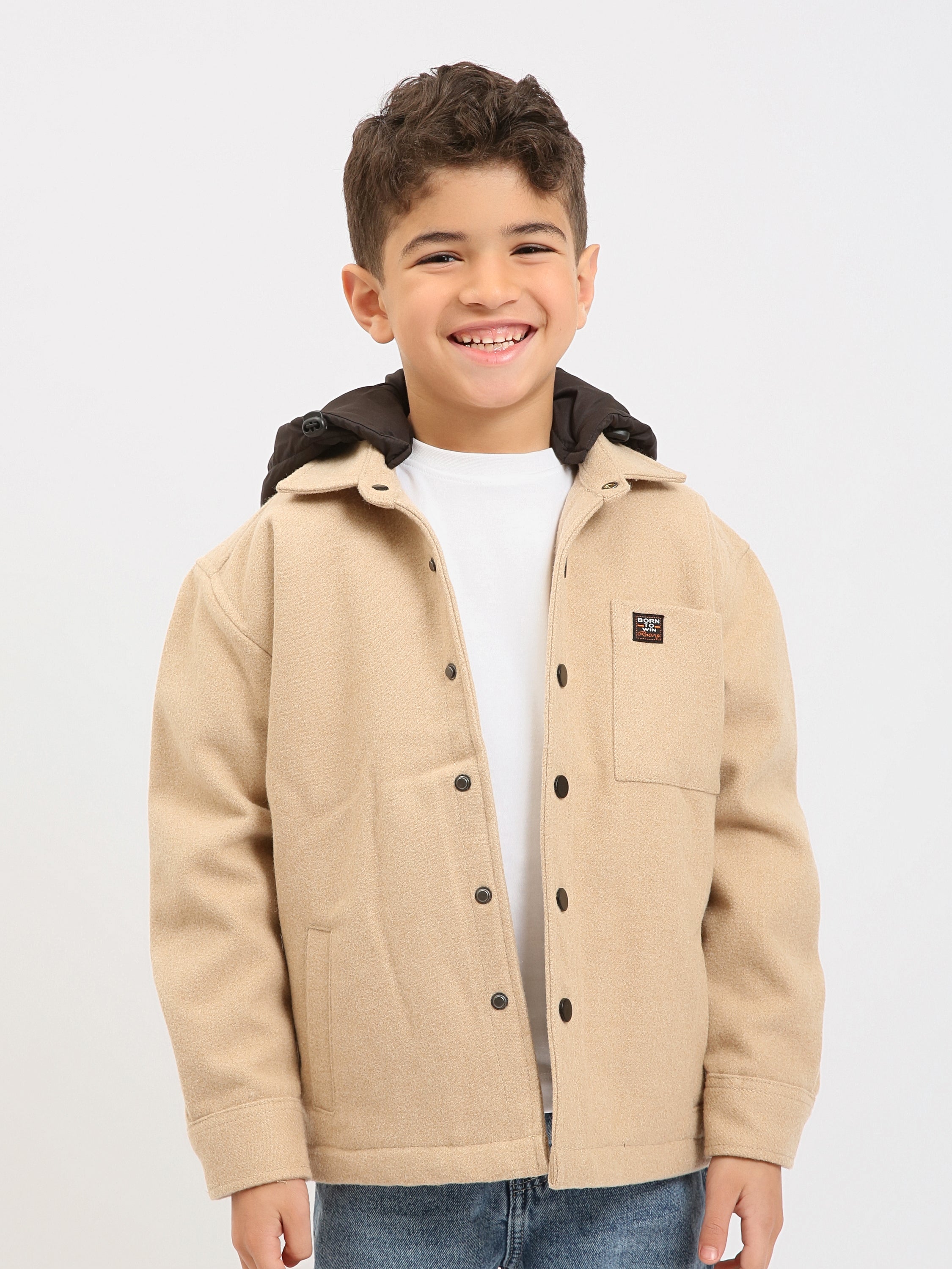 Surchemise garçon ado à capuche, style overshirt, fermeture à boutons-pression - OSH25WCCD76313MJ1