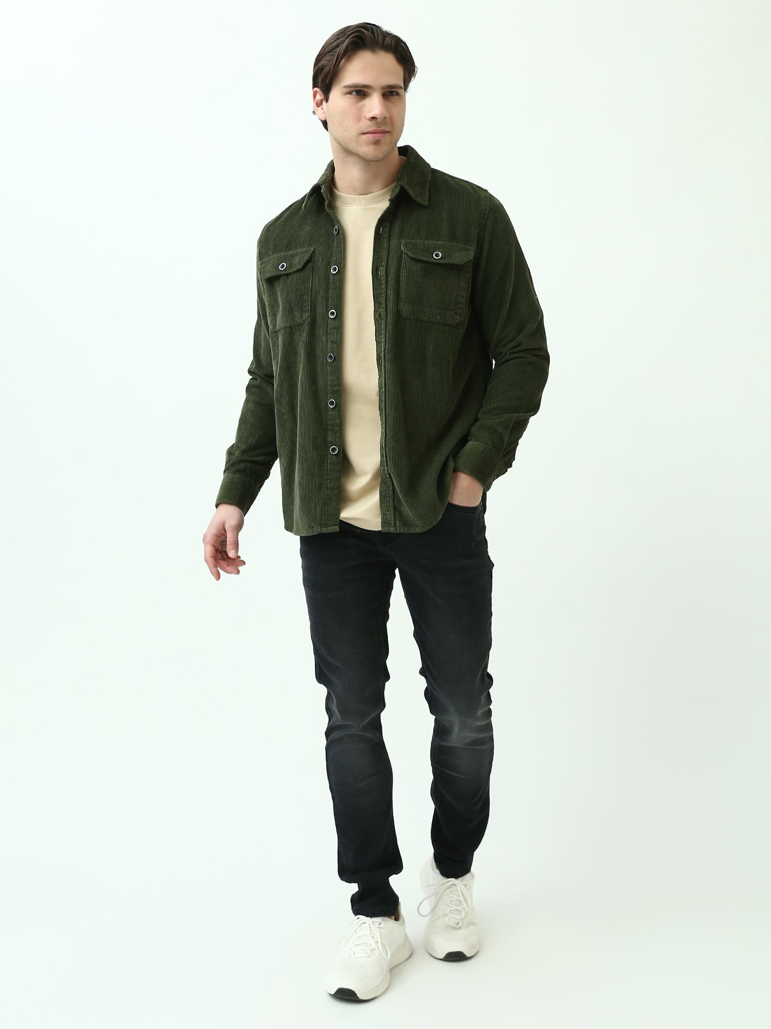 Chemise Homme en Corduroy – Élégance et Confort avec Design Classique et Pratique - OSH25WEUR19131TM1