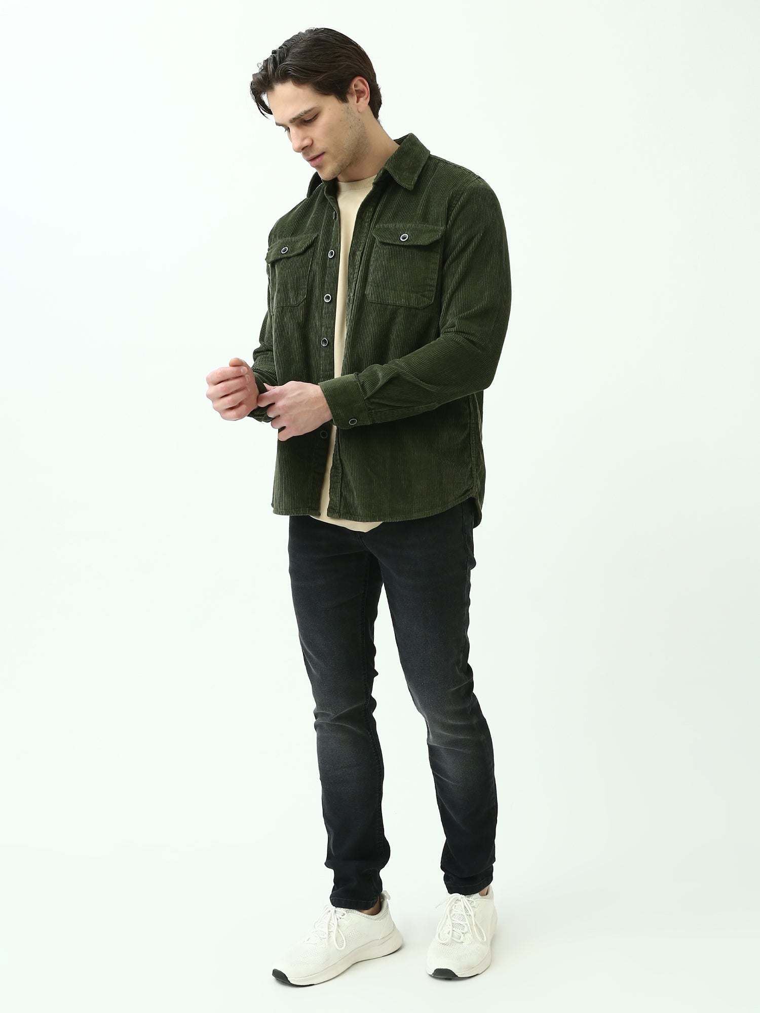 Chemise Homme en Corduroy – Élégance et Confort avec Design Classique et Pratique - OSH25WEUR19131TM1