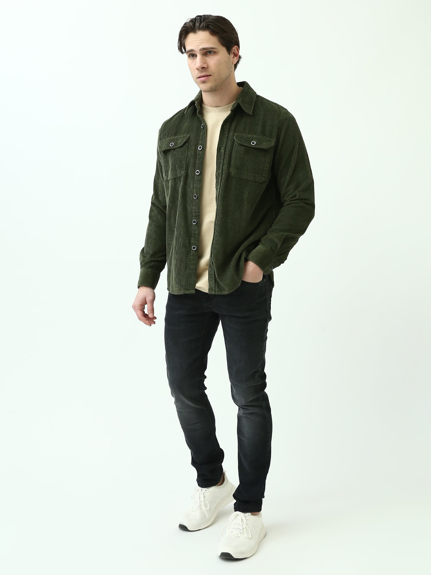 Chemise Homme en Corduroy – Élégance et Confort avec Design Classique et Pratique - OSH25WEUR19131TM1