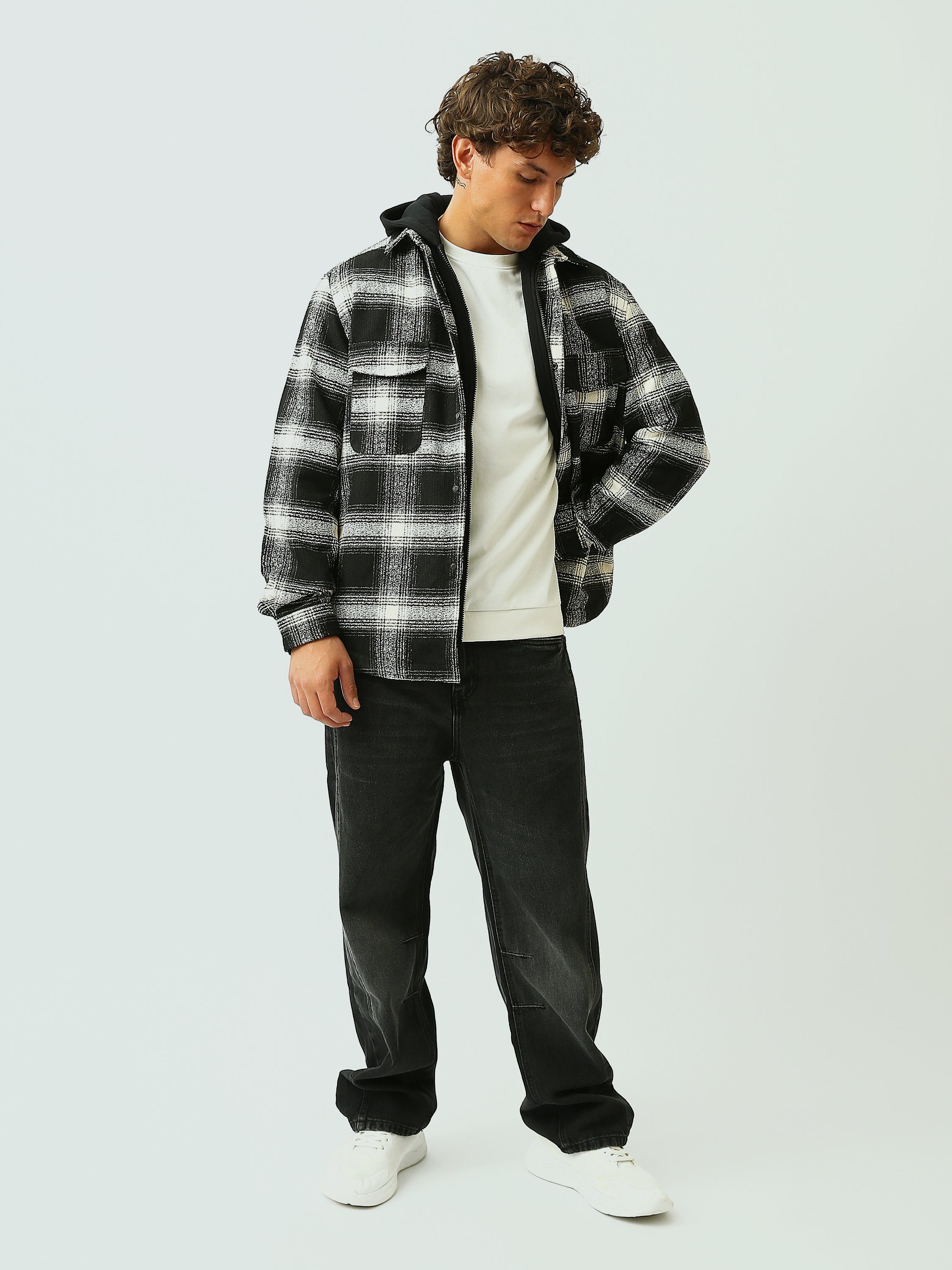 Surchemise homme à carreaux – Style urbain avec capuche intégrée - OSH26WCLD19160TM1
