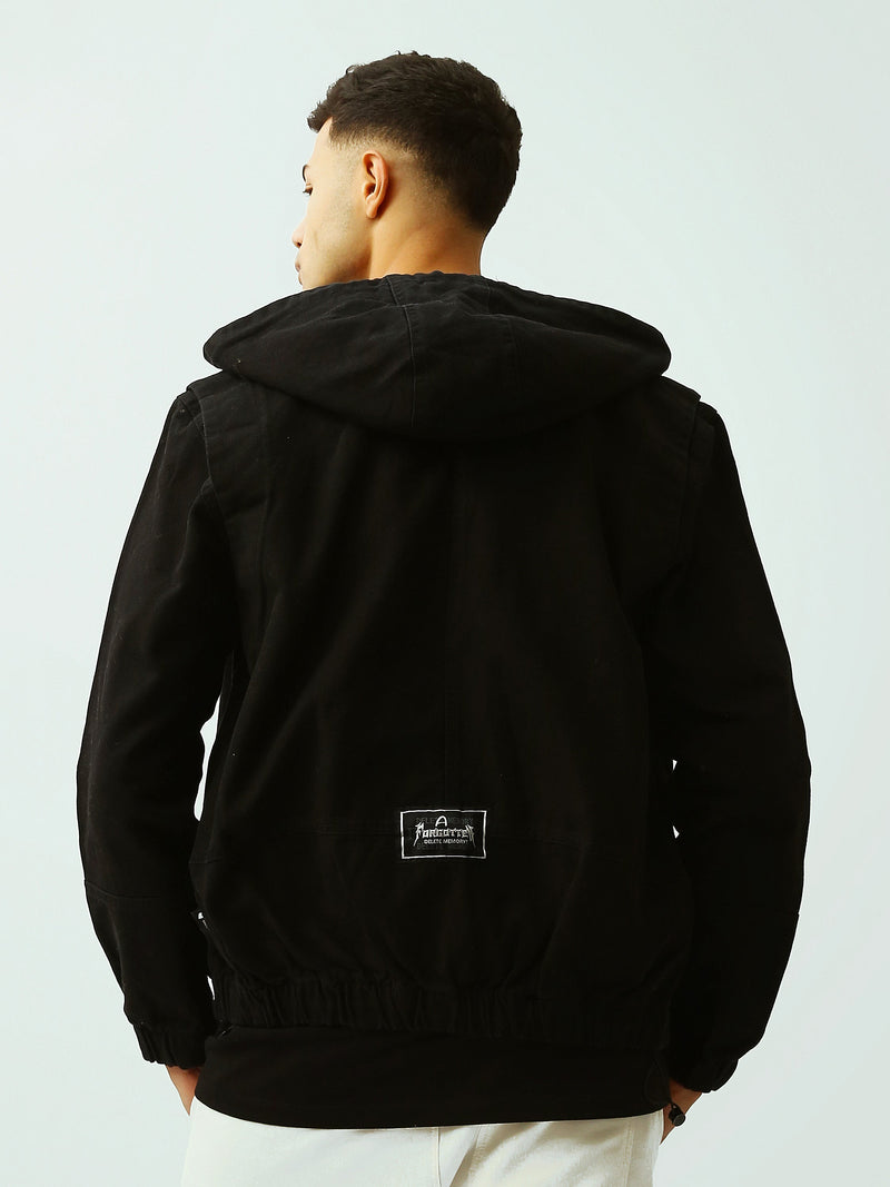 Veste Homme Noire à Capuche Zippée – Style Casual et Moderne - OSH26WJDD19195TM1