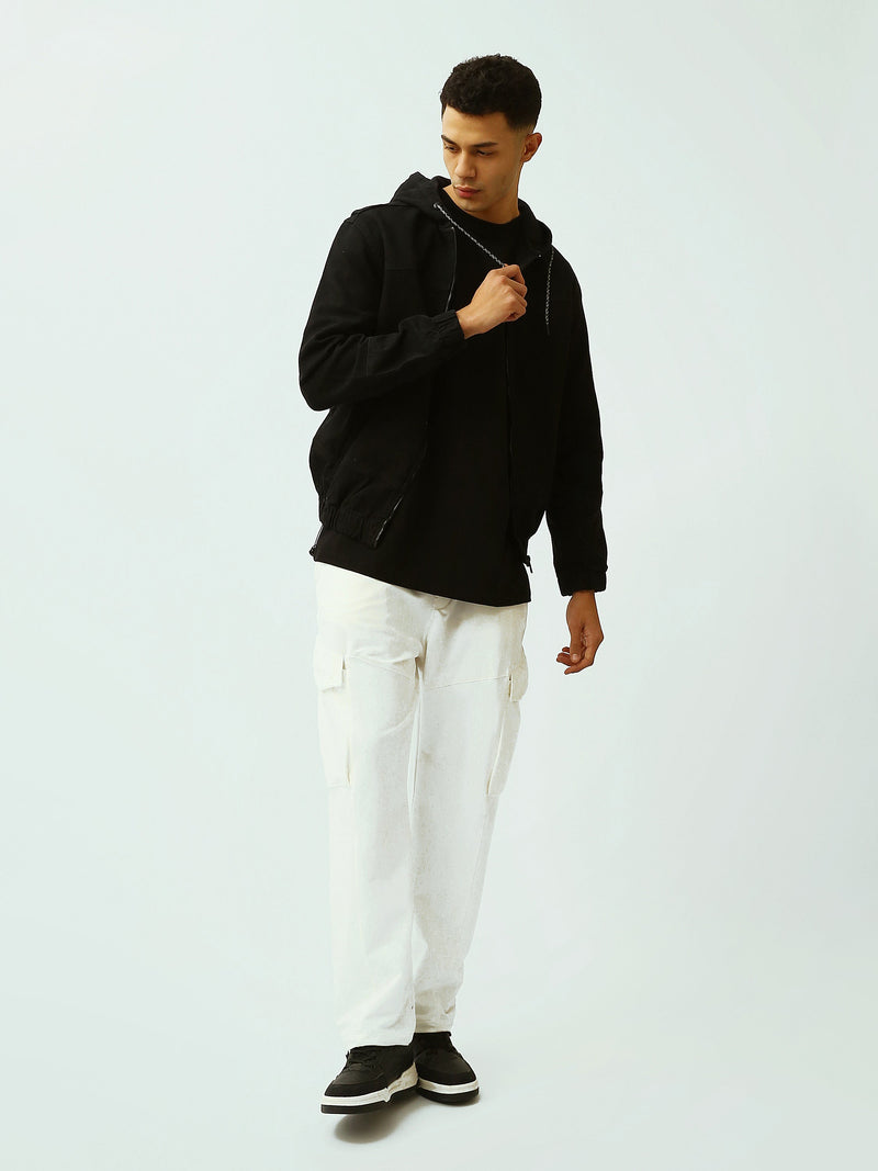 Veste Homme Noire à Capuche Zippée – Style Casual et Moderne - OSH26WJDD19195TM1