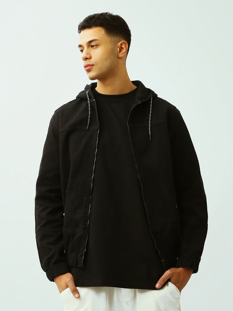 Veste Homme Noire à Capuche Zippée – Style Casual et Moderne - OSH26WJDD19195TM1