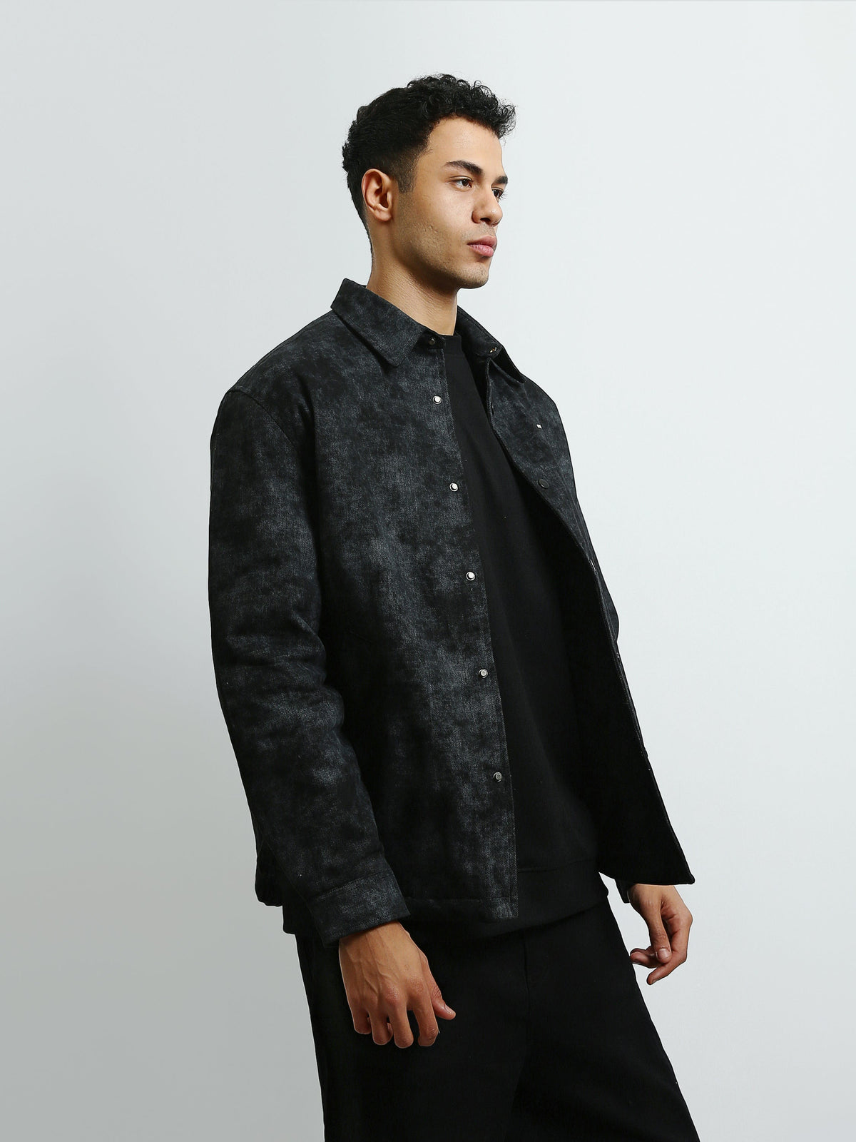 Surchemise Homme à Effet Délavé et Boutons-Pression – Style Casual - OSH26WTGR19176TM1