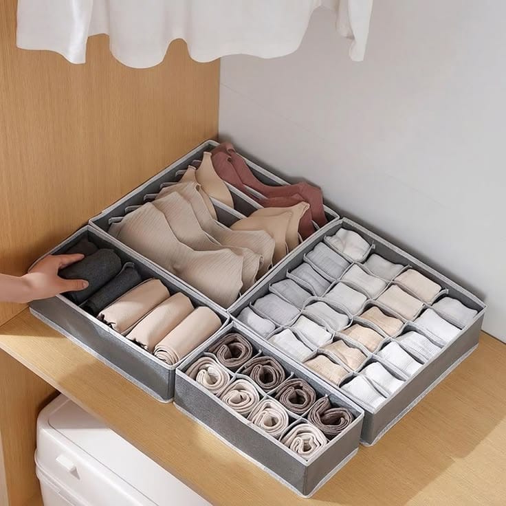 Pack de 4 Organisateurs de Tiroirs Modulables – Rangement Sous-vêtements & Accessoires