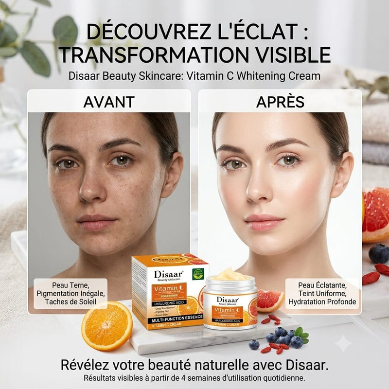 Pack Éclat Vitamine C 4 EN 1 Glow & Moisture Whitening Skin Care Ensemble Complet– Savon visage -Sérum visage- Nettoyant visage -Crème visage hydratante